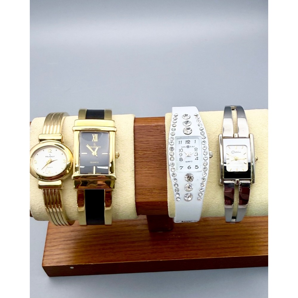 Lot of 4 Women's Working Quartz Watches Peugeot Nouveau Eau Catalina Cuff